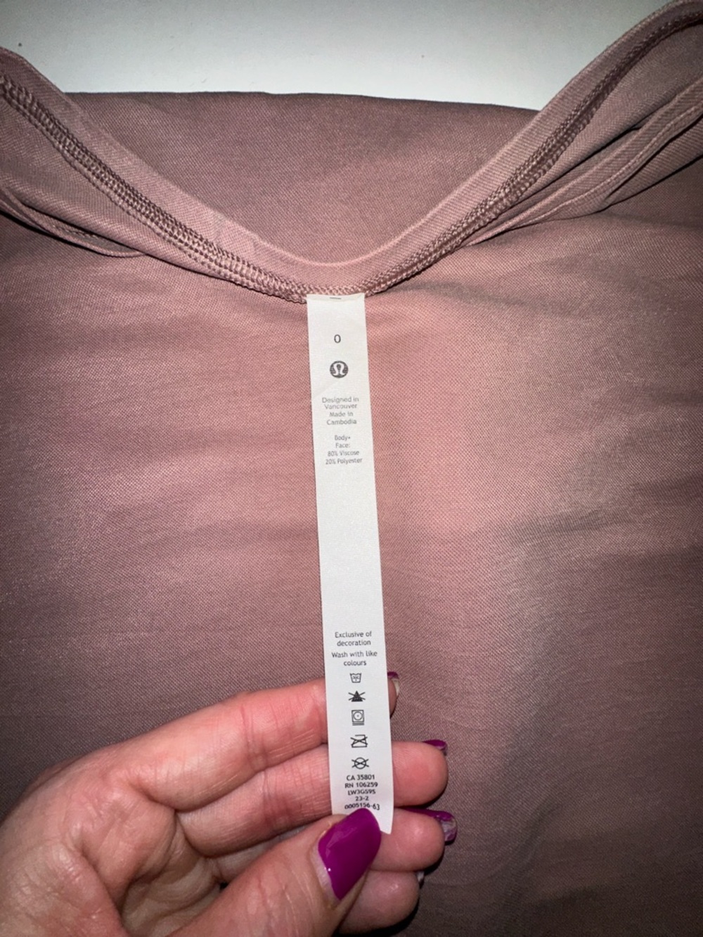Lululemon ATHLETICA Size 0 Cotton Simple Short-Sleeve Knit Top - Mauve - Picture 2 of 4
